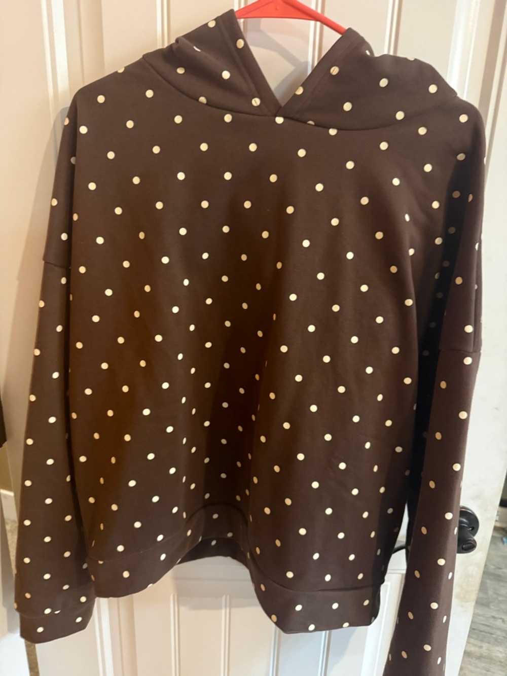 Edikted Brown Polka Dot Hooded Sweater - Women's Casual Pullover- S New